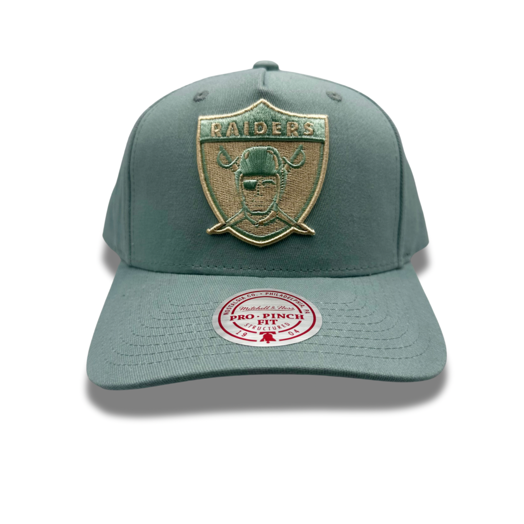 Los Angeles Raiders Hat - Light Green Seasonal Pro Crown NFL Snapback Cap - Mitchell & Ness